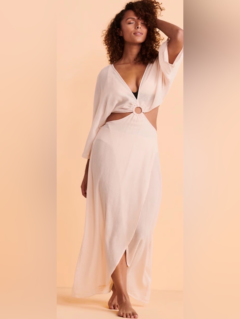 Sanctuary Cutout Maxi Skirt in Soft Blush